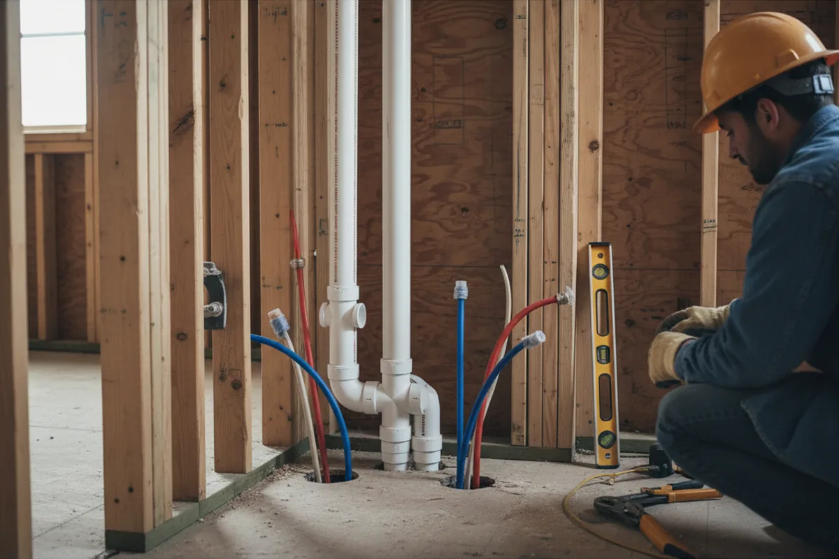 Drain and supply rough-in during Drain Cleaning in Jerseyville